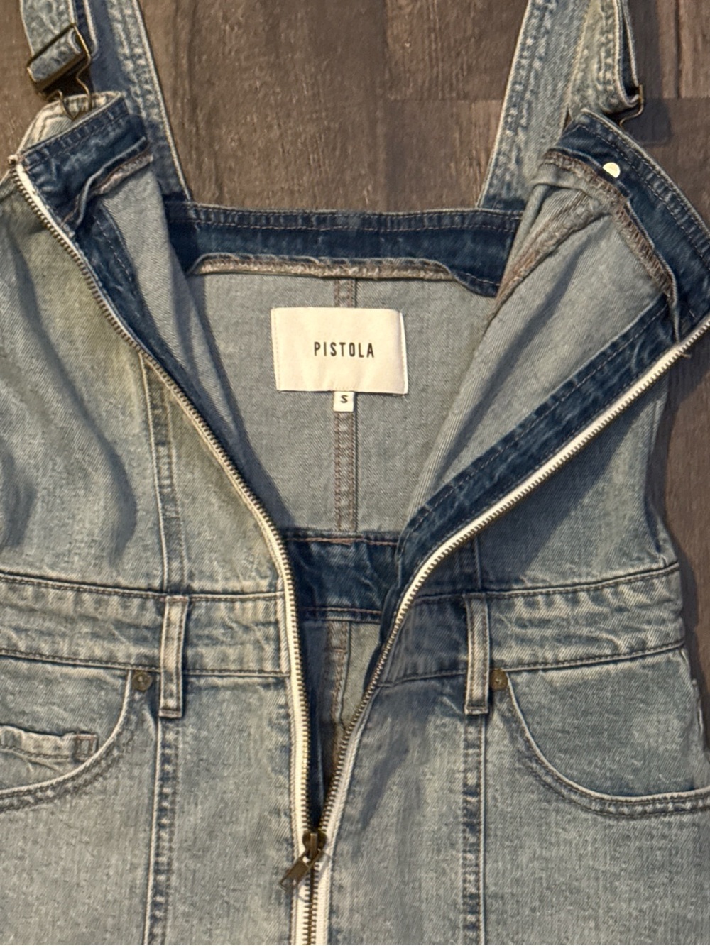 Pistola Light Wash Denim Zip-Front Dress - Picture 2 of 3